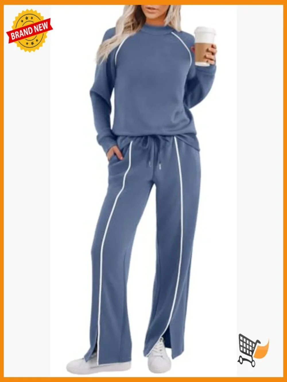 2 Piece Lounge Set Wide Leg Pant Matching Outfit Fall